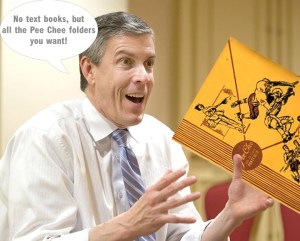 Education Secretary Arnie Duncan promises no child's will get left behind when it comes to getting a Pee Chee folder.