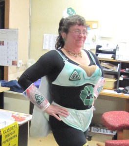 "Peggy" shows off her new breasts, which were the only ones covered under our company's Cosmetic Surgery plan. 