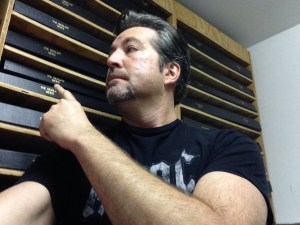 In the "morgue," pointing dramatically in an effort to add poignancy.