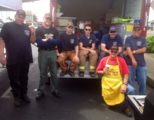 A few of the nearly 50 members of our local volunteer fire department during our annual Hamburger Feed fundraiser. And no, we don't raise the funds to buy hamburgers...