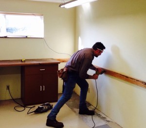 As much as I like the look of wanes coating, a 2x4 running the length of the wall isn't exactly the feel we are going for...