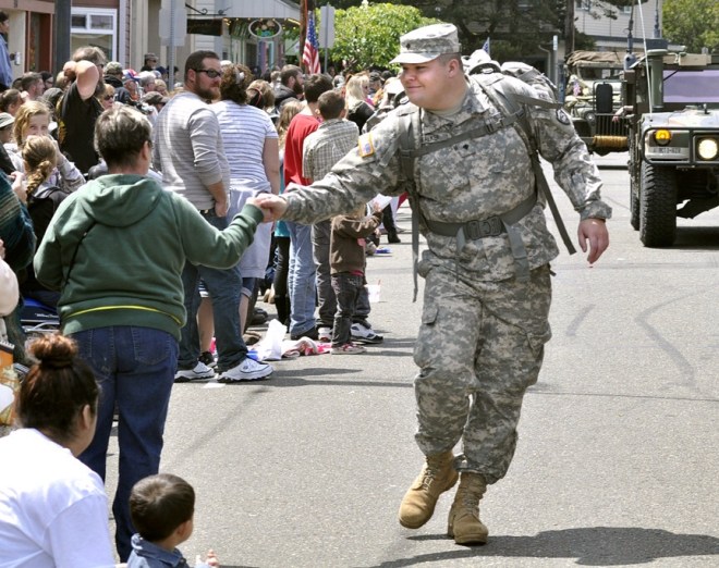 The biggest applause? It came when local soldiers came though  